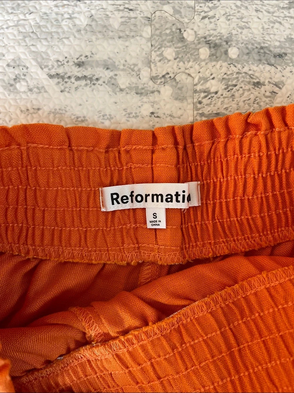 Reformation Orange Linen Halter Crop Top and Short Matching Set